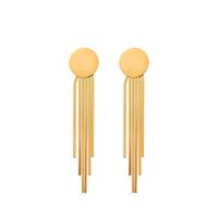 1 Pair Vintage Style Simple Style Commute Round Solid Color Polishing Tassel 304 Stainless Steel 18K Gold Plated Drop Earrings main image 5