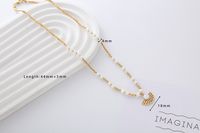 Stainless Steel Moonstone Shell 18K Gold Plated Simple Style Classic Style Color Block Beaded Plating Necklace sku image 3