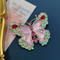 Retro French Style Butterfly Alloy Inlay Rhinestones Women's Brooches sku image 1