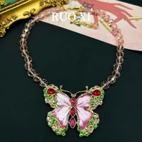 Retro French Style Butterfly Alloy Inlay Rhinestones Women's Brooches sku image 2