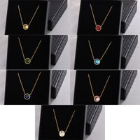 304 Stainless Steel 18K Gold Plated French Style Modern Style Classic Style Plating Inlay Circle Rhinestones Pendant Necklace main image 1