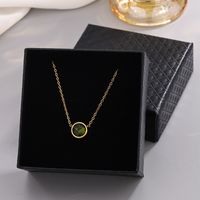 304 Stainless Steel 18K Gold Plated French Style Modern Style Classic Style Plating Inlay Circle Rhinestones Pendant Necklace main image 5
