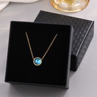 304 Stainless Steel 18K Gold Plated French Style Modern Style Classic Style Plating Inlay Circle Rhinestones Pendant Necklace main image 6