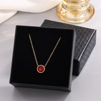 304 Stainless Steel 18K Gold Plated French Style Modern Style Classic Style Plating Inlay Circle Rhinestones Pendant Necklace main image 4