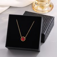 304 Stainless Steel 18K Gold Plated French Style Modern Style Classic Style Plating Inlay Circle Rhinestones Pendant Necklace sku image 2