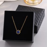304 Stainless Steel 18K Gold Plated French Style Modern Style Classic Style Plating Inlay Circle Rhinestones Pendant Necklace main image 7