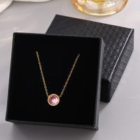 304 Stainless Steel 18K Gold Plated French Style Modern Style Classic Style Plating Inlay Circle Rhinestones Pendant Necklace main image 8