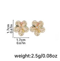 1 Pair Vacation Sweet Round Flower Hollow Out Inlay Baroque Pearls Copper Rhinestones Pearl 14K Gold Plated Ear Studs main image 2