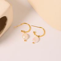 1 Pair Simple Style Classic Style Solid Color Patchwork Plating Titanium Steel 18K Gold Plated Drop Earrings main image 3