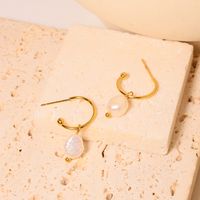 1 Pair Simple Style Classic Style Solid Color Patchwork Plating Titanium Steel 18K Gold Plated Drop Earrings main image 7