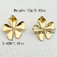 1 Pair Fairy Style Sweet Korean Style Round Flower Lotus Leaf HD-18918 Inlay 304 Stainless Steel Rhinestones Gold Plated Ear Studs sku image 6
