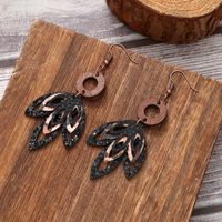 1 Pair Simple Style Classic Style Commute Maple Leaf Hollow Out Pu Leather Drop Earrings main image 3