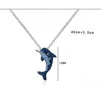 Copper White Gold Plated Cute Simple Style Plating Inlay Dolphin Artificial Crystal Pendant Necklace main image 2