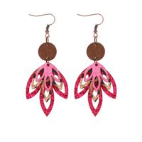 1 Pair Simple Style Classic Style Commute Maple Leaf Hollow Out Pu Leather Drop Earrings main image 8