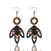 1 Pair Simple Style Classic Style Commute Maple Leaf Hollow Out Pu Leather Drop Earrings sku image 4