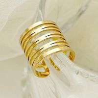 304 Stainless Steel 14K Gold Plated Simple Style Classic Style Asymmetrical Plating Hollow Out Round Flower Open Rings main image 6