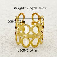 304 Stainless Steel 14K Gold Plated Simple Style Classic Style Asymmetrical Plating Hollow Out Round Flower Open Rings sku image 3