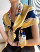 Women's Elegant Simple Style Printing Mulberry Silk Printing Silk Scarf sku image 98