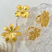 304 Stainless Steel Gold Plated Sweet Simple Style Classic Style Plating Flower Open Rings main image 1
