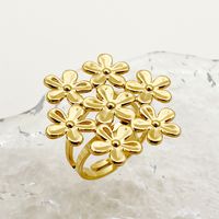 304 Stainless Steel Gold Plated Sweet Simple Style Classic Style Plating Flower Open Rings main image 3