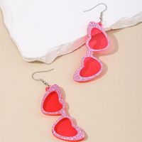 1 Pair IG Style Hawaiian Sweet Heart Shape Glasses Arylic Drop Earrings main image 3