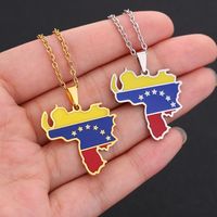 Ethnic Style Map Flag 201 Stainless Steel 304 Stainless Steel Enamel Plating None 18K Gold Plated Unisex Pendant Necklace main image 4