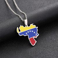 Ethnic Style Map Flag 201 Stainless Steel 304 Stainless Steel Enamel Plating None 18K Gold Plated Unisex Pendant Necklace main image 5