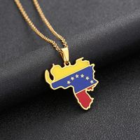 Ethnic Style Map Flag 201 Stainless Steel 304 Stainless Steel Enamel Plating None 18K Gold Plated Unisex Pendant Necklace main image 6