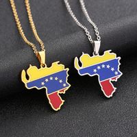 Ethnic Style Map Flag 201 Stainless Steel 304 Stainless Steel Enamel Plating None 18K Gold Plated Unisex Pendant Necklace main image 8