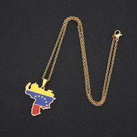 Ethnic Style Map Flag 201 Stainless Steel 304 Stainless Steel Enamel Plating None 18K Gold Plated Unisex Pendant Necklace main image 7