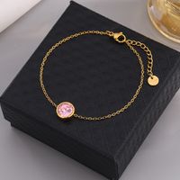 304 Stainless Steel 18K Gold Plated IG Style Modern Style Classic Style Plating Inlay Round Multicolor Artificial Rhinestones Bracelets main image 9