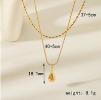 304 Stainless Steel 18K Gold Plated Vintage Style Exaggerated Formal Water Droplets Pendant Necklace main image 2