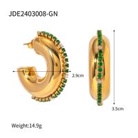 1 Pair Simple Style Classic Style C Shape Plating Inlay 316 Stainless Steel  Rhinestones 18K Gold Plated Ear Studs sku image 2