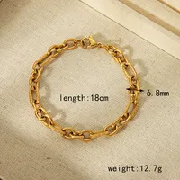 304 Stainless Steel 18K Gold Plated Basic Simple Style Solid Color Bracelets main image 3