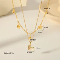 304 Stainless Steel 18K Gold Plated Casual Vintage Style Inlay Star Eye Butterfly Zircon Pendant Necklace main image 2