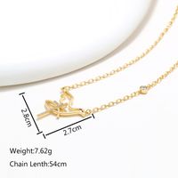 Copper 14K Gold Plated Basic XUPING Modern Style Inlay Cross Bird Artificial Gemstones Pendant Necklace sku image 3