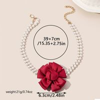 Wholesale Jewelry Fairy Style Elegant Sweet Rose Artificial Pearl Cloth Choker main image 2