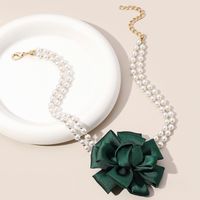 Wholesale Jewelry Fairy Style Elegant Sweet Rose Artificial Pearl Cloth Choker sku image 2