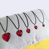 Simple Style Heart Shape Artificial Crystal Tassel Stoving Varnish Women's Pendant Necklace sku image 11