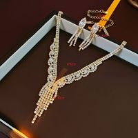 Elegant Lady Modern Style V Shape Tassel Rhombus Alloy Rhinestone Inlay Artificial Rhinestones Women's Earrings Necklace sku image 7