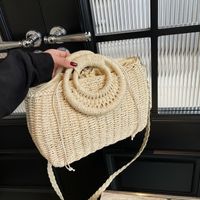 Women's Large Straw Solid Color Vacation Beach String Straw Bag main image 5