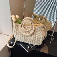 Women's Large Straw Solid Color Vacation Beach String Straw Bag main image 2