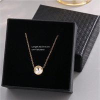 304 Stainless Steel 18K Gold Plated French Style Modern Style Classic Style Plating Inlay Circle Rhinestones Pendant Necklace main image 2