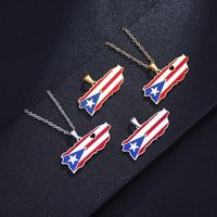Ethnic Style Modern Style Classic Style Map 201 Stainless Steel 304 Stainless Steel Enamel Plating 18K Gold Plated Unisex Pendant Necklace main image 1