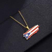 Ethnic Style Modern Style Classic Style Map 201 Stainless Steel 304 Stainless Steel Enamel Plating 18K Gold Plated Unisex Pendant Necklace main image 4