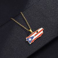 Ethnic Style Modern Style Classic Style Map 201 Stainless Steel 304 Stainless Steel Enamel Plating 18K Gold Plated Unisex Pendant Necklace main image 6