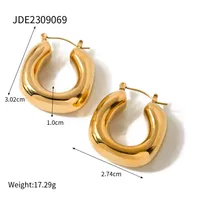 1 Pair IG Style Simple Style U Shape Solid Color 304 Stainless Steel 16K Gold Plated Earrings main image 2