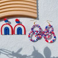 1 Pair Novelty Modern Style Camouflage Irregular American Flag Plating Alloy Soft Clay Drop Earrings main image 1