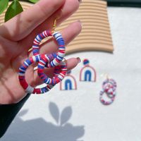 1 Pair Novelty Modern Style Camouflage Irregular American Flag Plating Alloy Soft Clay Drop Earrings main image 4