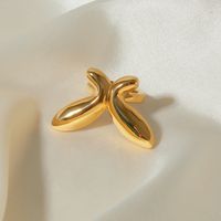 IG Style Modern Style Classic Style Solid Color Butterfly 316 Stainless Steel  Titanium Steel 18K Gold Plated Open Rings In Bulk main image 1
